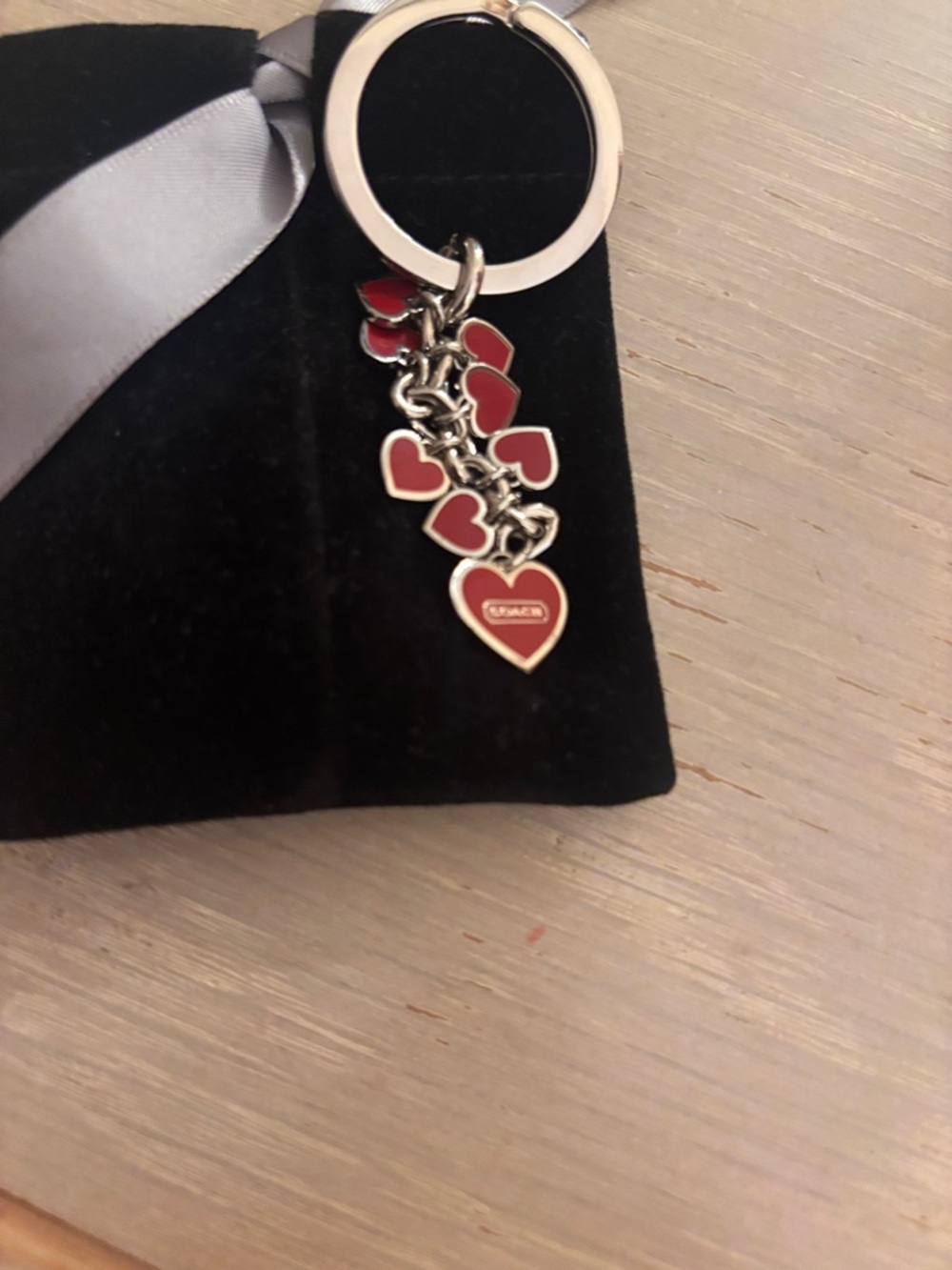 COACH Red Multiple Hearts key ring or bag charm